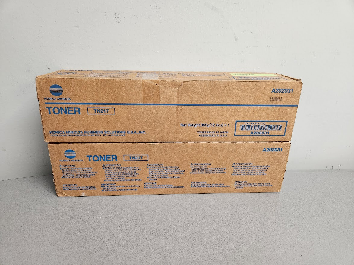 Konica Minolta TN-217 Black High Yield Toner Cartridge Lot of 2