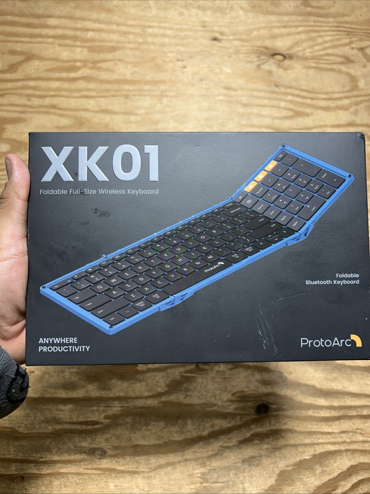 ProtoArc Portable Full-Size Keyboard Tri-Fold Wireless Blue
