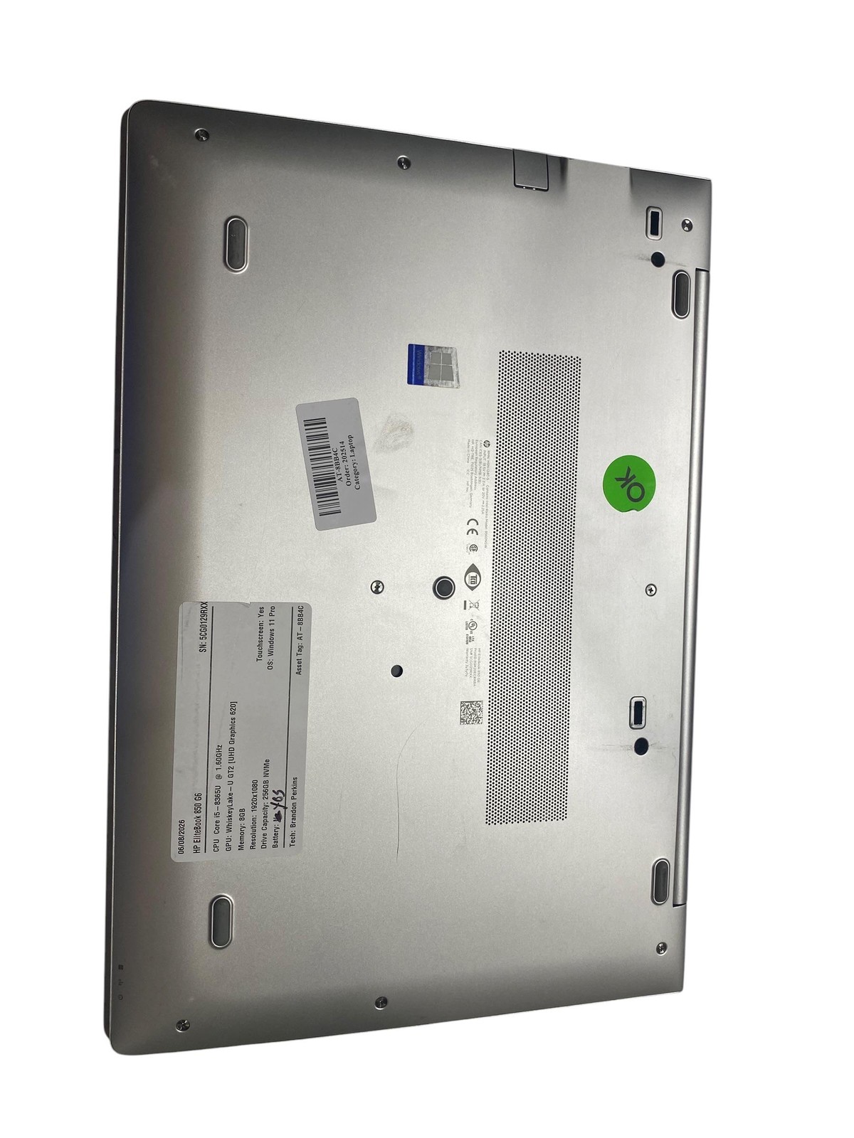 HP EliteBook 850 G6 i5 8365U 8GB 256GB Win11 Pro Laptop Grade C TS
