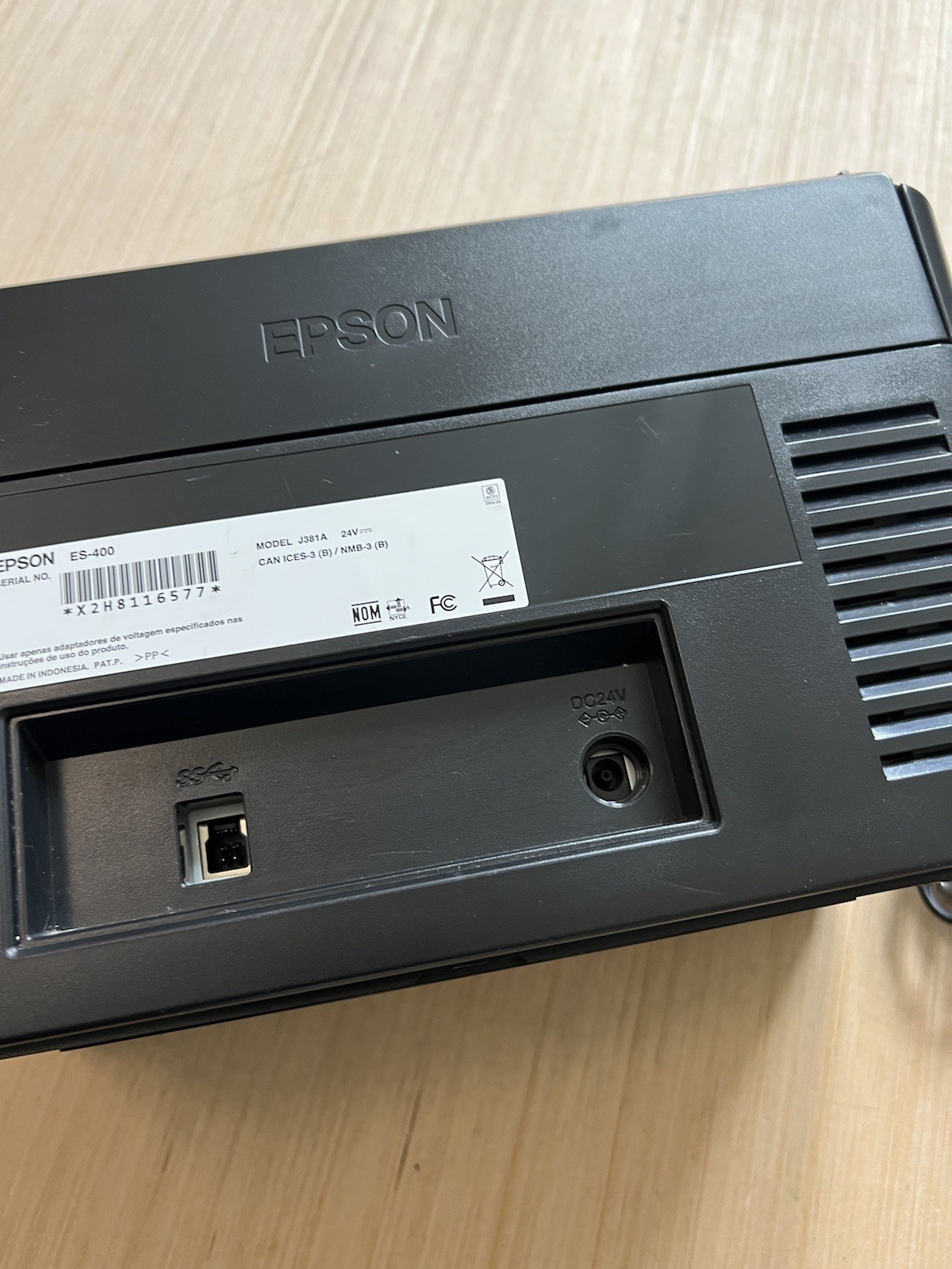 Epson WorkForce ES 400 J381A Duplex Color Document Scanner W/ Adapter & USBRead