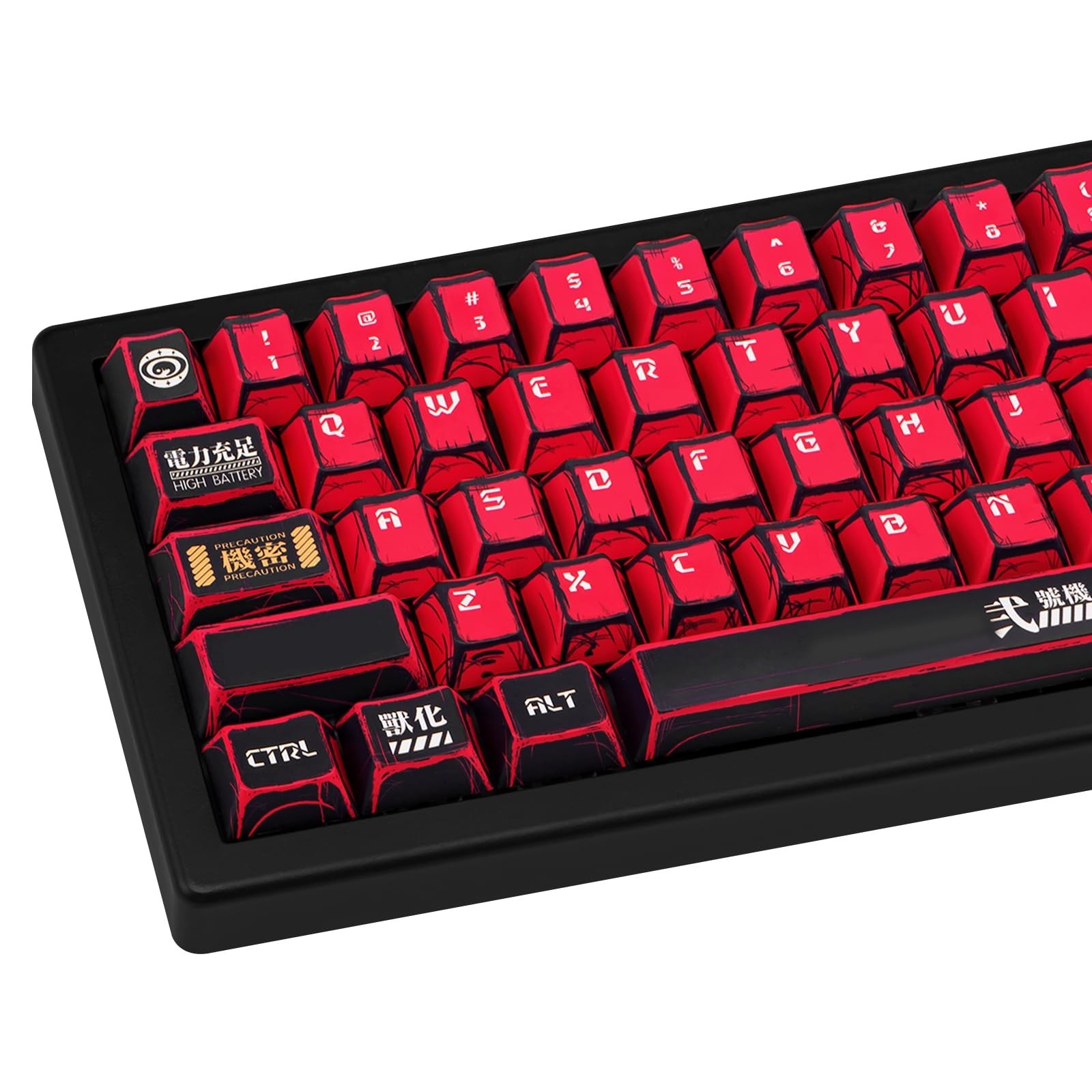 Red and Black PBT Keycaps Set 135 Keys Cherry Profile Manga Japanese Style Ke…