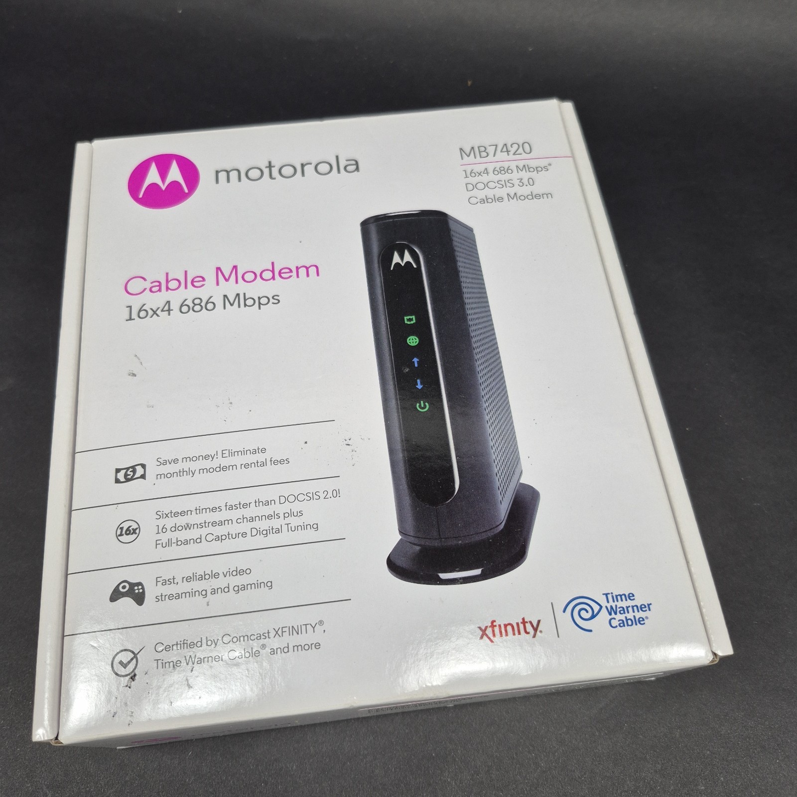 New Motorola MB7420 16×4 High Speed ​​Cable Modem 686 Mbps