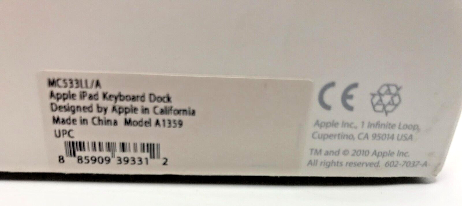 Apple iPad Keyboard Dock – Model A1359 MC533LL/B w/ Original Box New