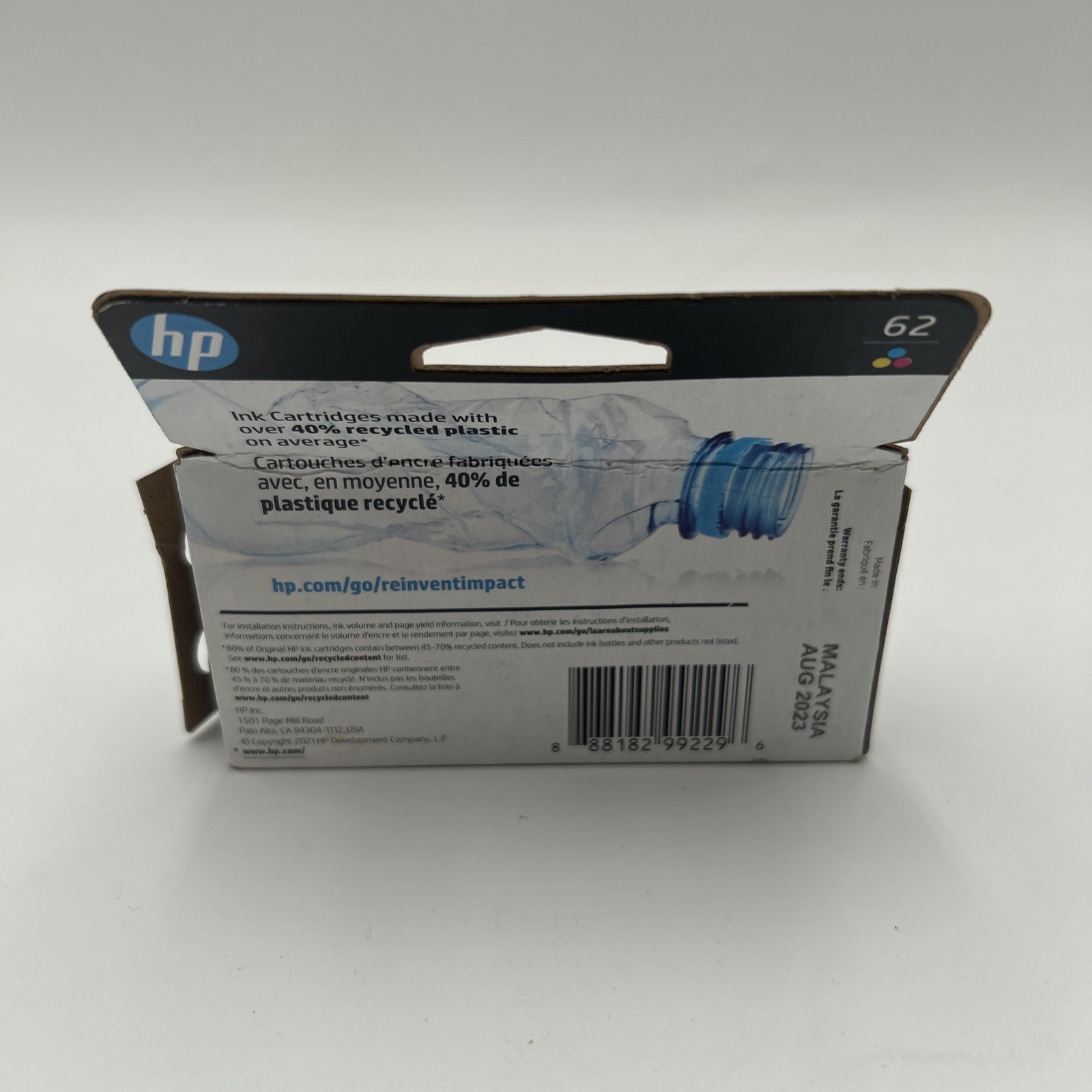 Genuine HP 62 Combo 2 PACK Black Tri-Color Ink Cartridges OEM Exp 08/23 & 05/24