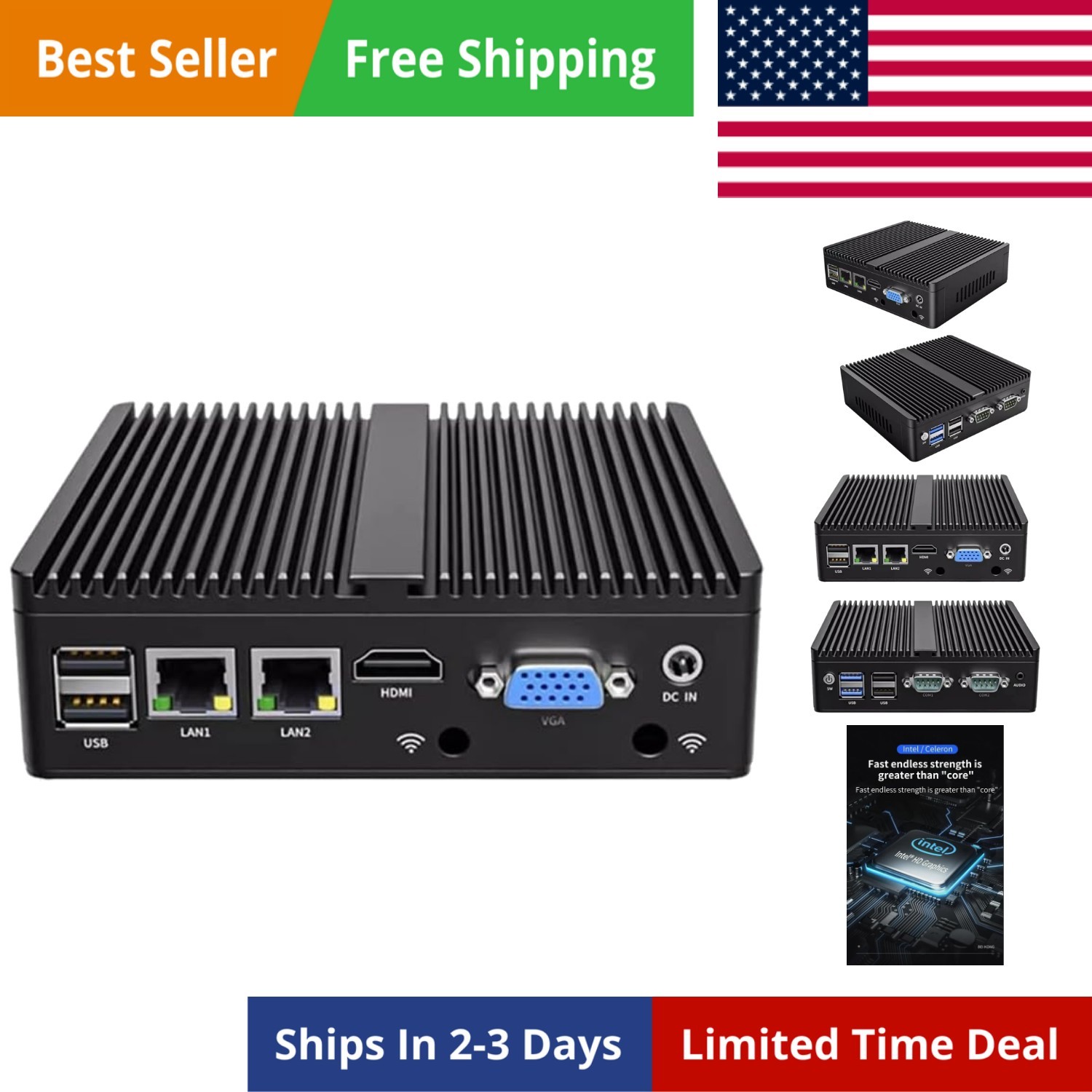 Firewall, Industrial/Fanless Mini PC • Celeron N2840, 2 x RJ451000M, USB 3.0,…