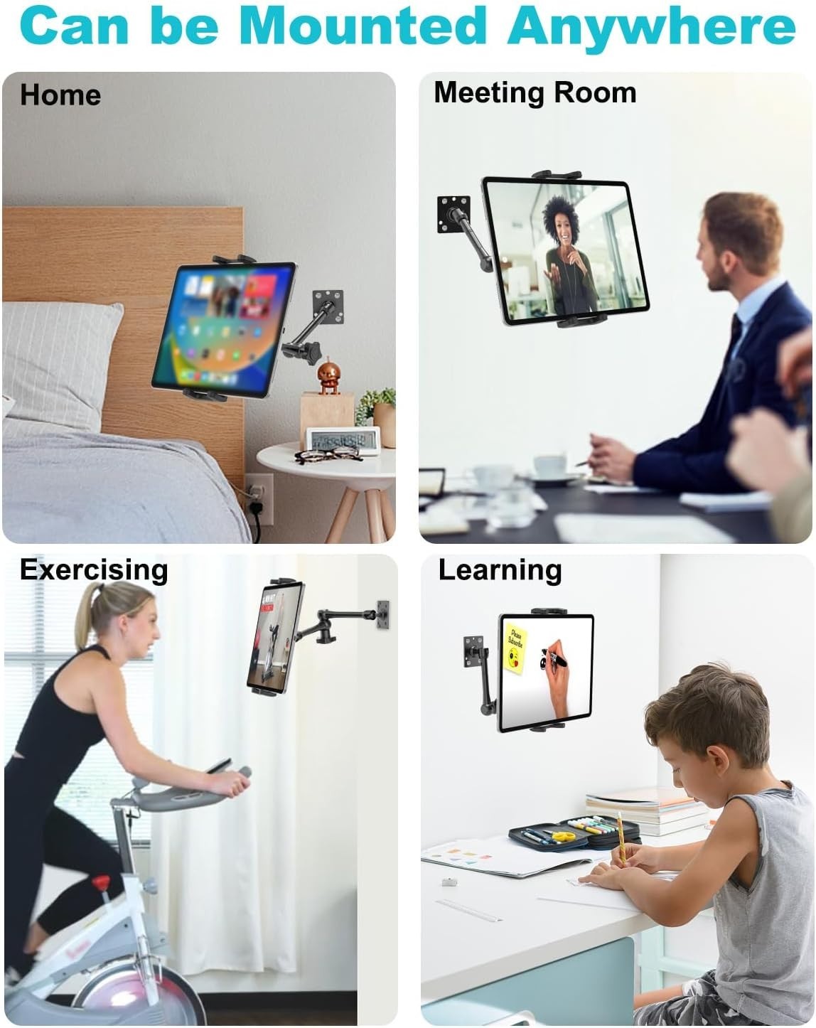 Dosvsi Tablet Wall Holder, Metal Magic Arm Tablet Wall Mount, Drill Base Phone W