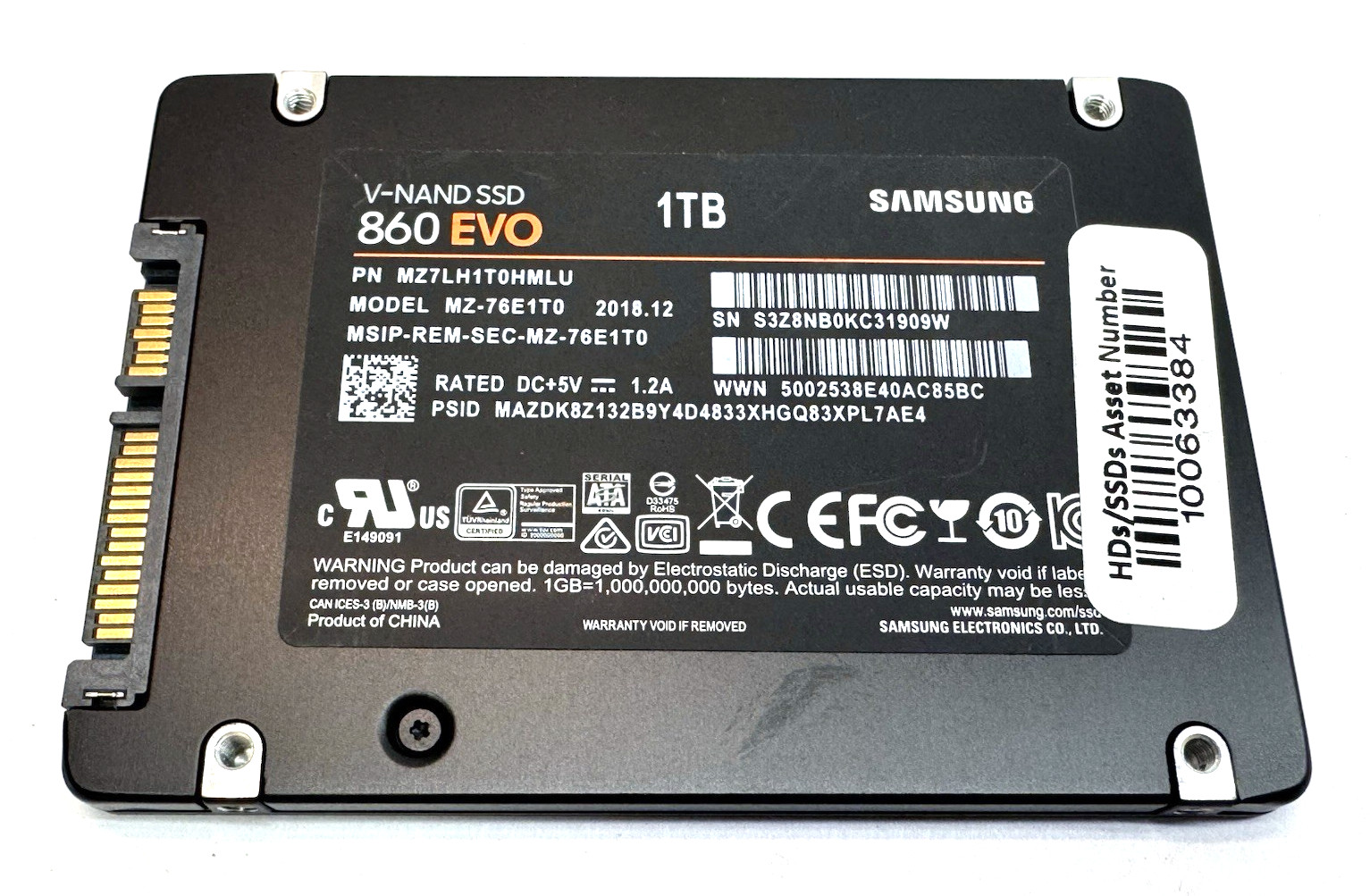 1TB Samsung MZ-76E1T0 860 EVO V-NAND 2.5″ SATA Internal SSD, MZ7LH1T0HMLU