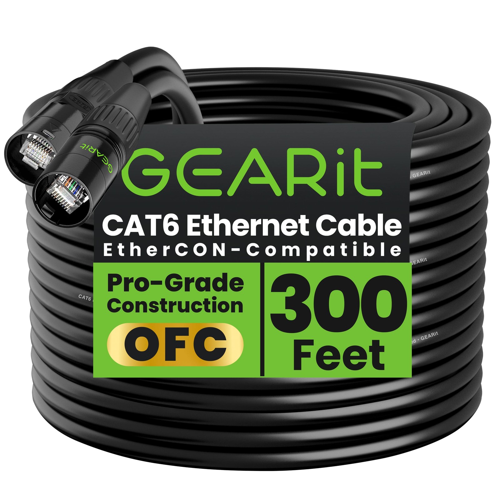 GEARit Shielded CAT6 Ethercon Cable (300 Feet) Professional Audio & Lighting …