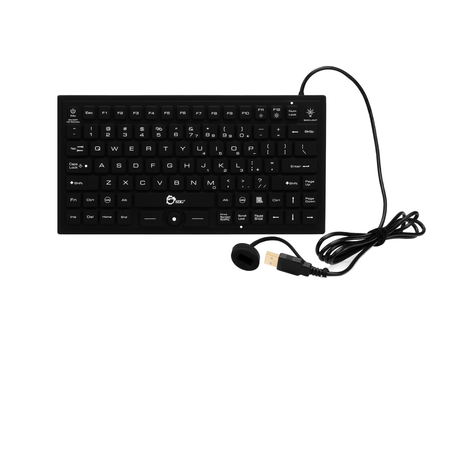 SIIG Industrial/Medical Grade Washable Backlit Keyboard with Pointing Device (JK
