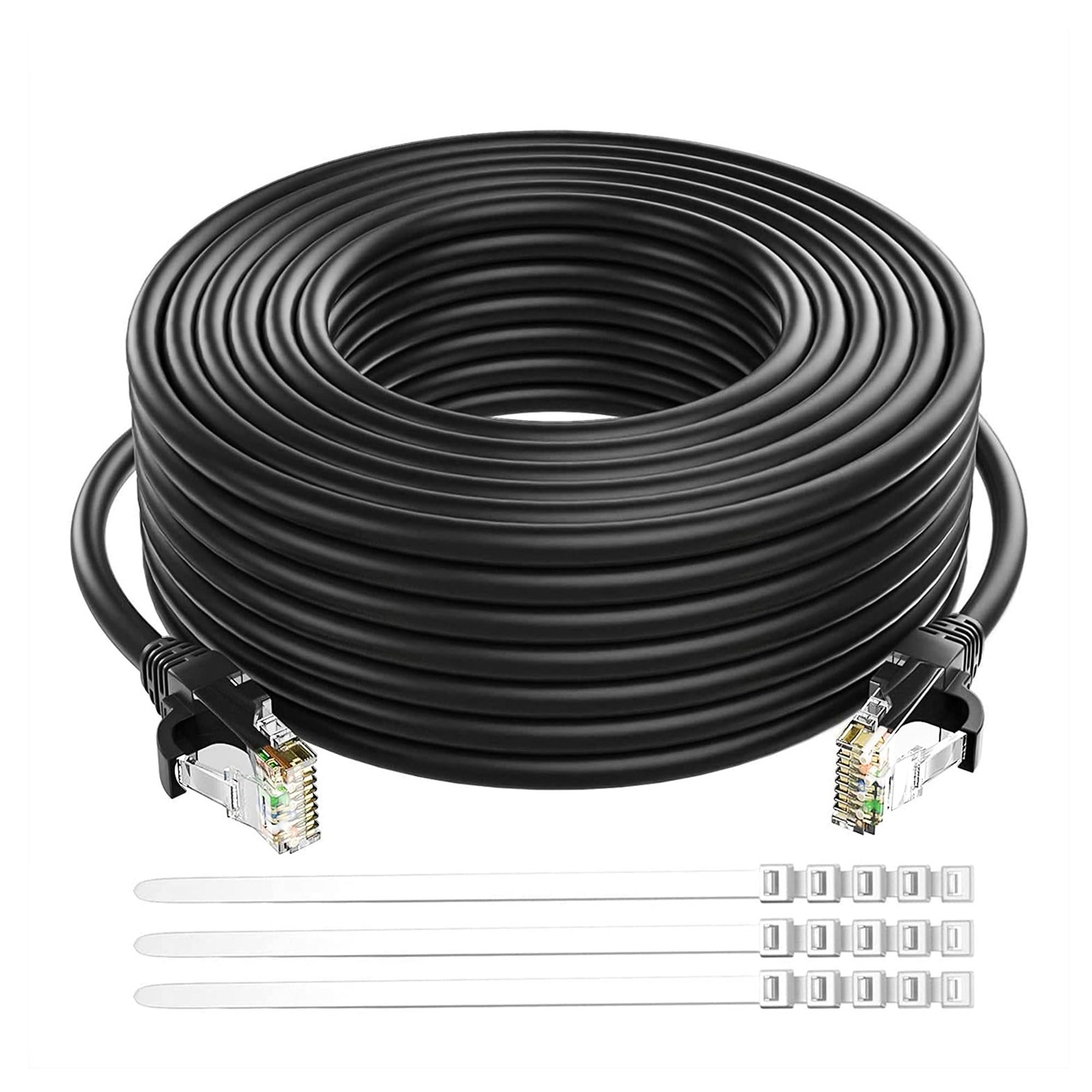 Adoreen Cat 6 Ethernet Cable 50 Ft-Black, Outdoor & Indoor 50FT, Black