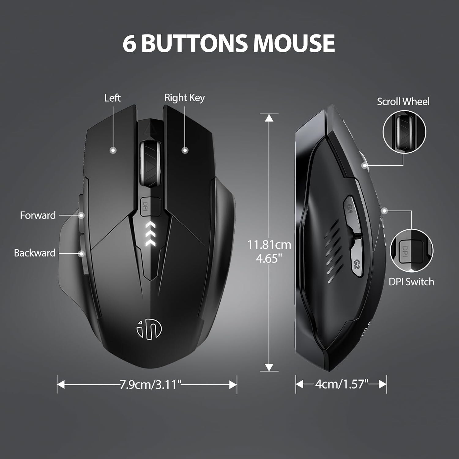INPHIC Rechargeable 2.4G Optical Wireless Mouse Cordless Mice USB Nano Receiver