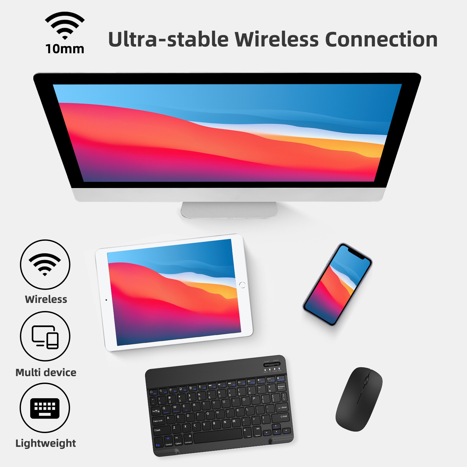 Wireless Bluetooth Keyboard and Mouse Set Rechargeable for iPad Laptop Mac PC US