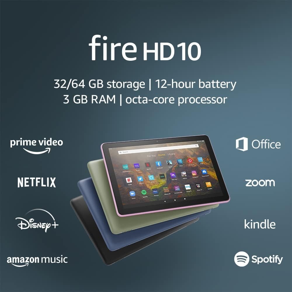 Amazon Kindle Fire HD 10 Tablet (10.1″, 32GB) Black 11th 2021 Edition HD10