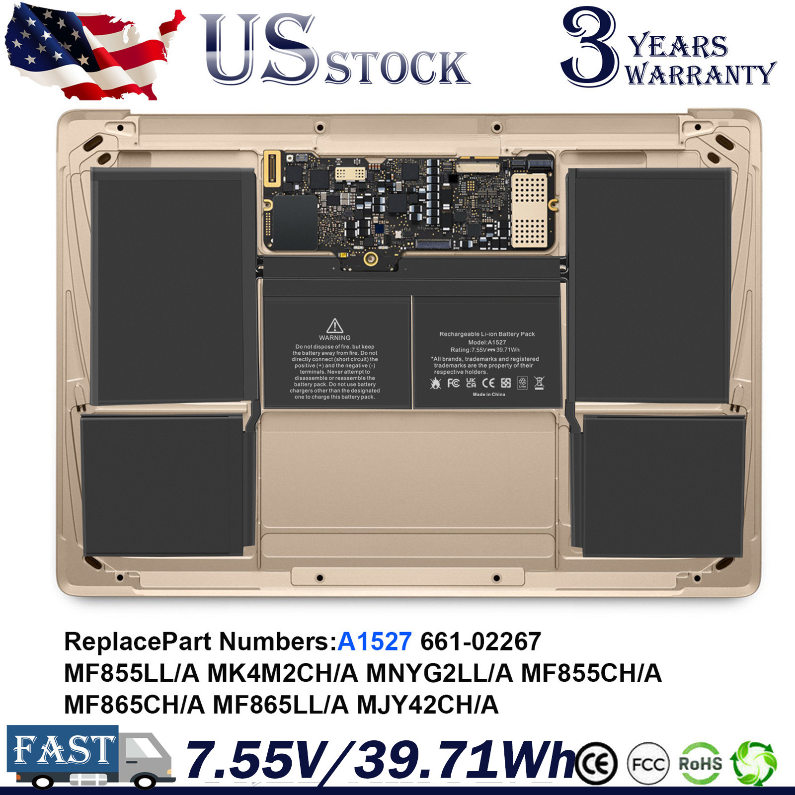 A1527 A1534 Battery for Apple MacBook Retina 12″ Early 2015 2016 Mid 2017