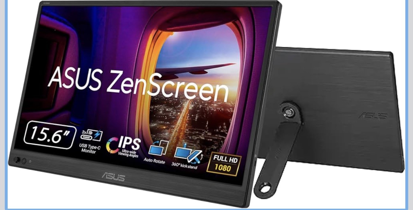 ASUS ZenScreen 16” Portable USB Monitor (MB169CK) – Full HD, IPS, Dual USB-C,