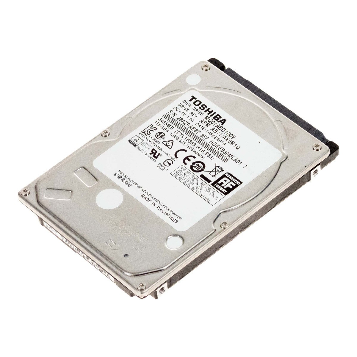HARD DRIVE TOSHIBA MQ01ABD100V 1TB 5.4K 8MB SATA II 2.5”