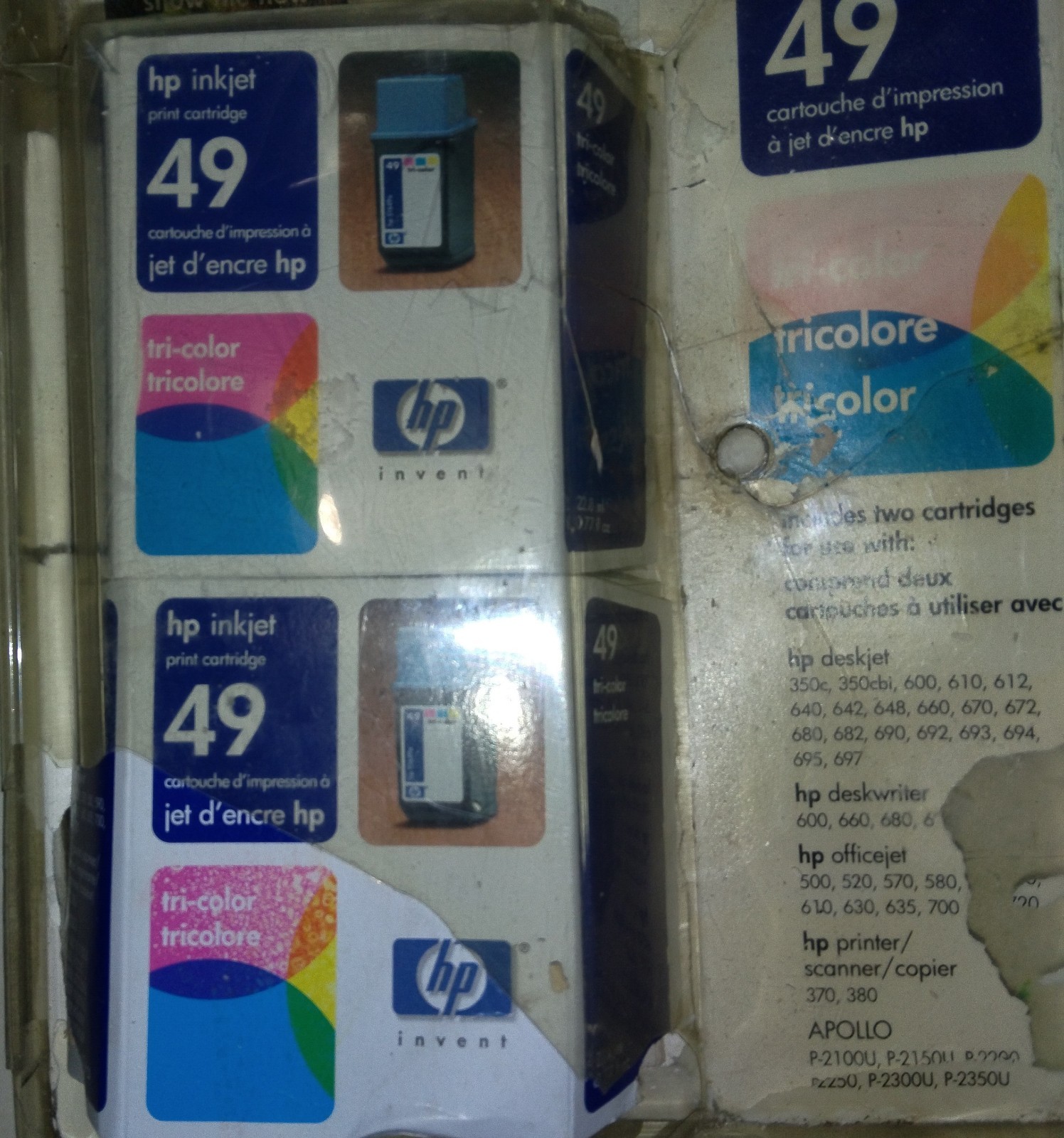 HP Inkjet Tri-Color Ink Cartridges 49 (51649A) Sealed (READ) Qty 2 Exp 11/2003