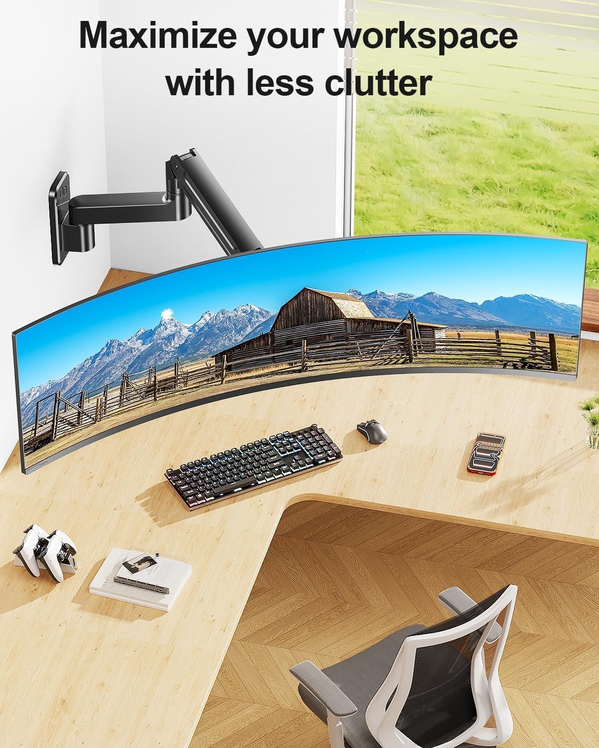Monitor Wall Mount fits 22″-49″ Ultrawide Flat & Curved Screens