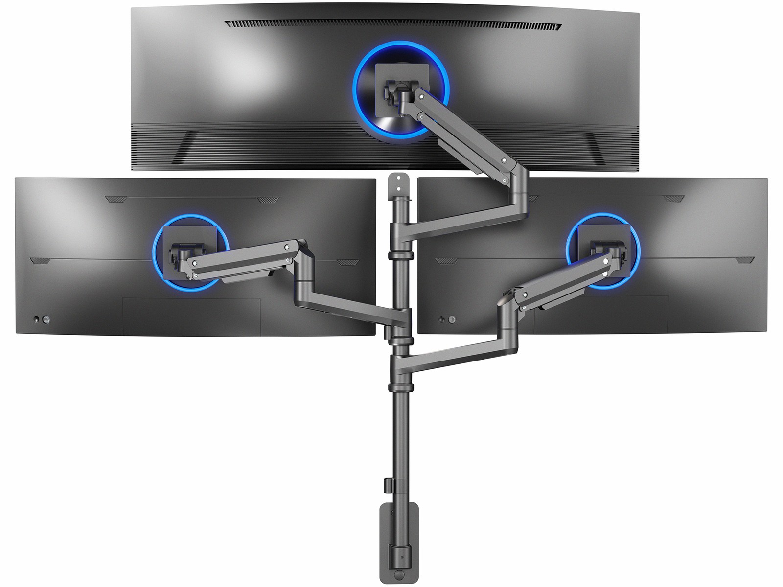 VIVO Pneumatic Triple Ultrawide Monitor Wall Mount for up to 49″ Screens
