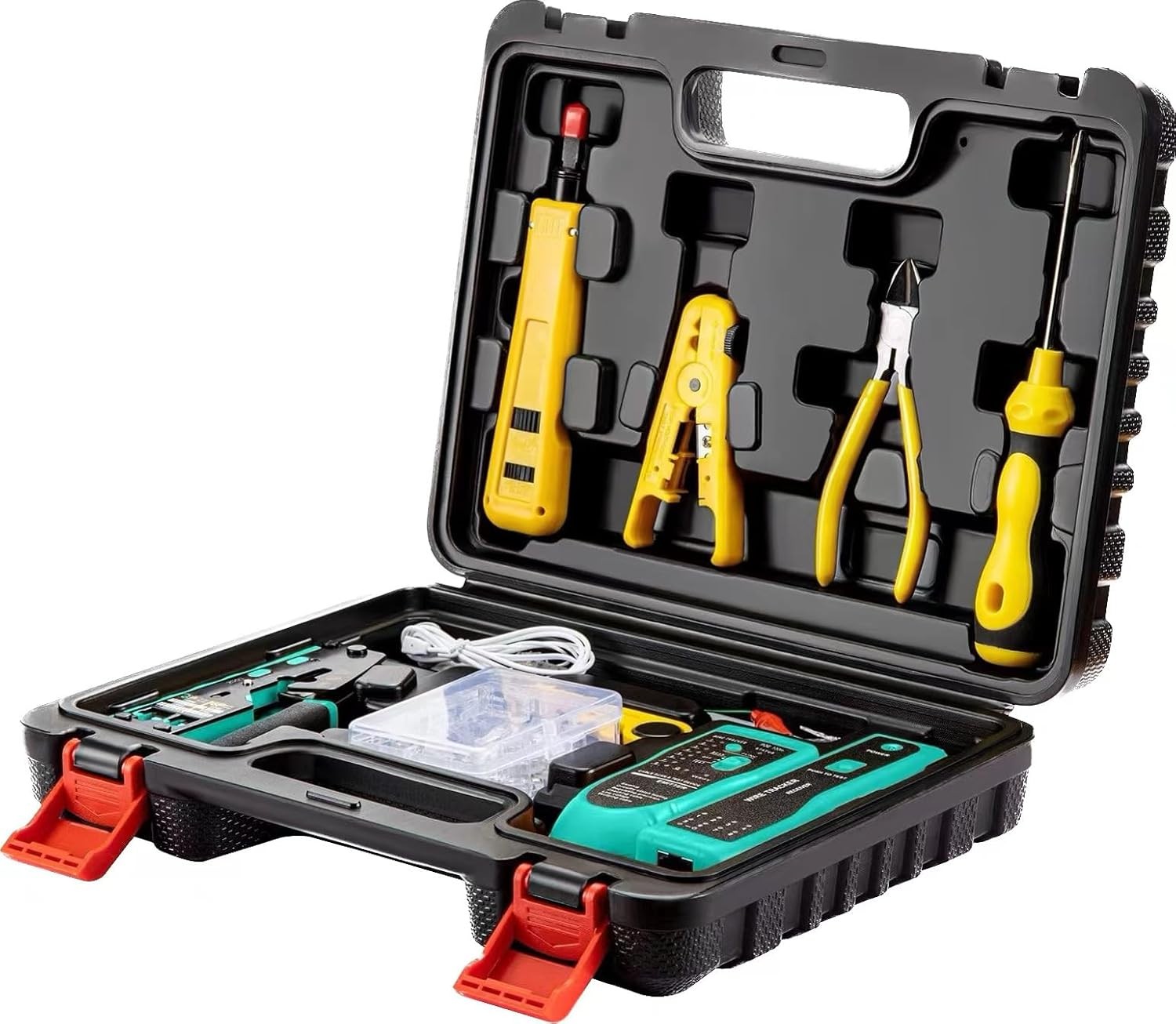 Pass through RJ45 Crimp Tool Kit, Network Tool Kit, Ethernet Crimper Cat6 Cat5E