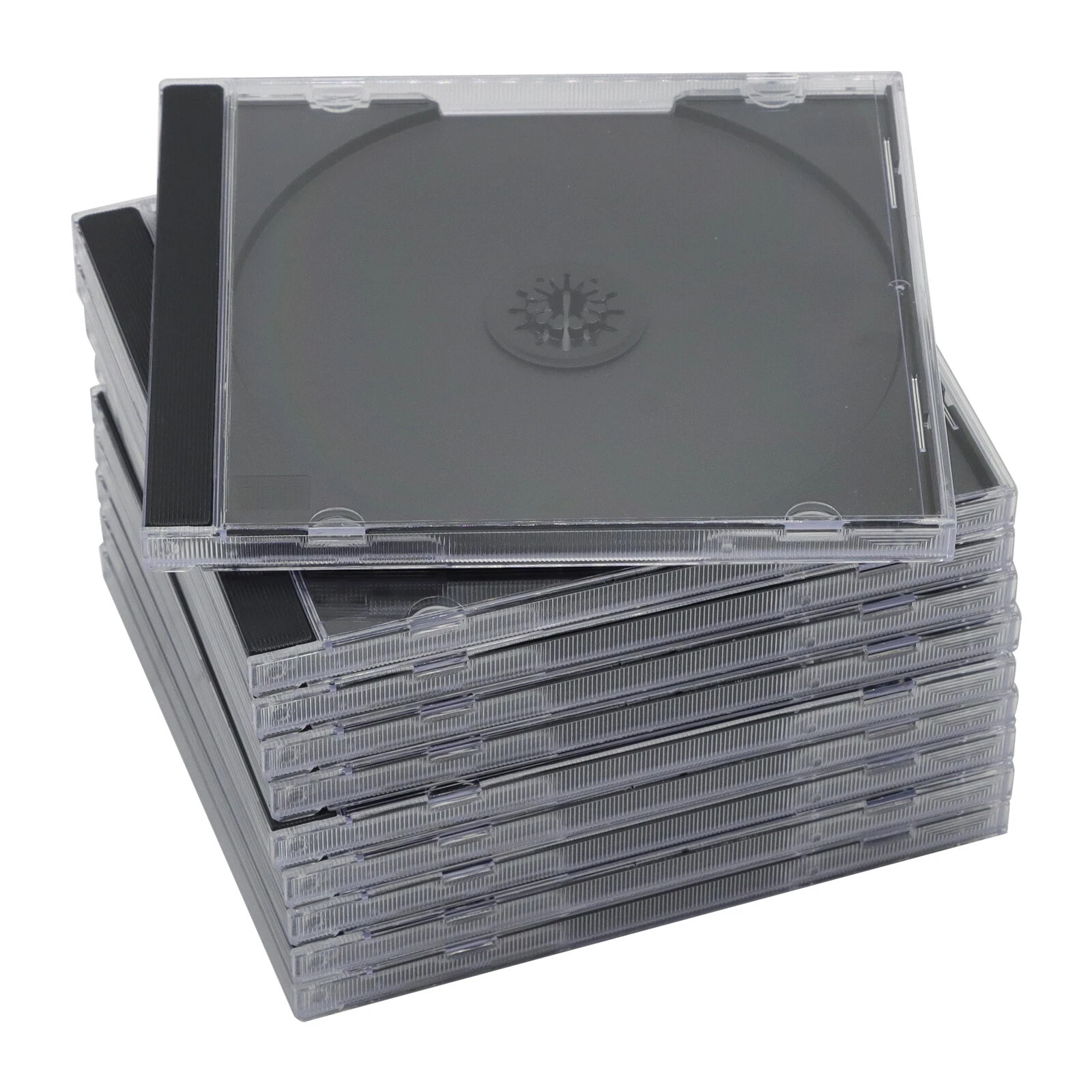 QTY 20 Standard Clear Single CD Jewel Storage Cases 1- Disc Assembled Black NEW.