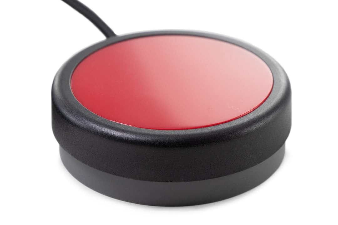 One Button Switch 12 Foot Wired 3.5mm Plug Red – Tactile Feel for X-keys Devices