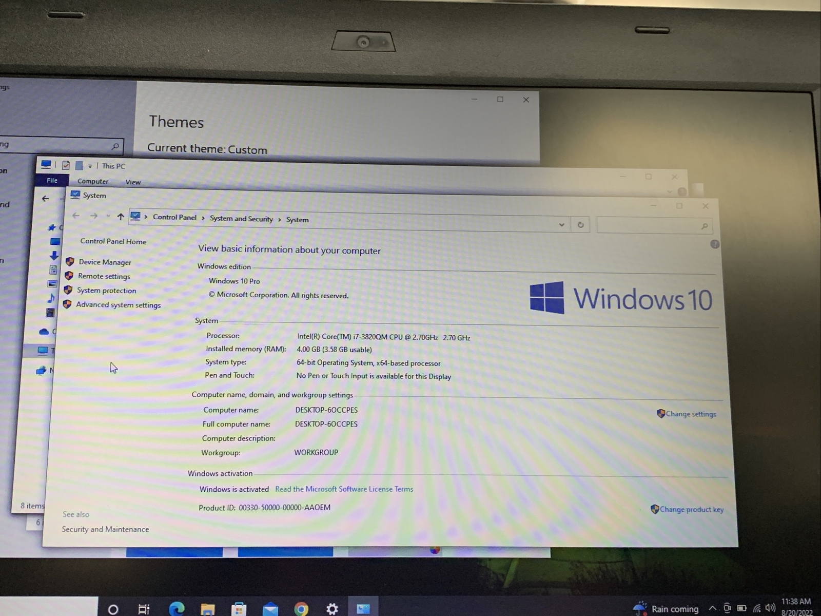 Lenovo ThinkPad l430 Intel Core i7-3820QM 2.7GHz 100HHD 4GB RAM WIND 10 FOR PART