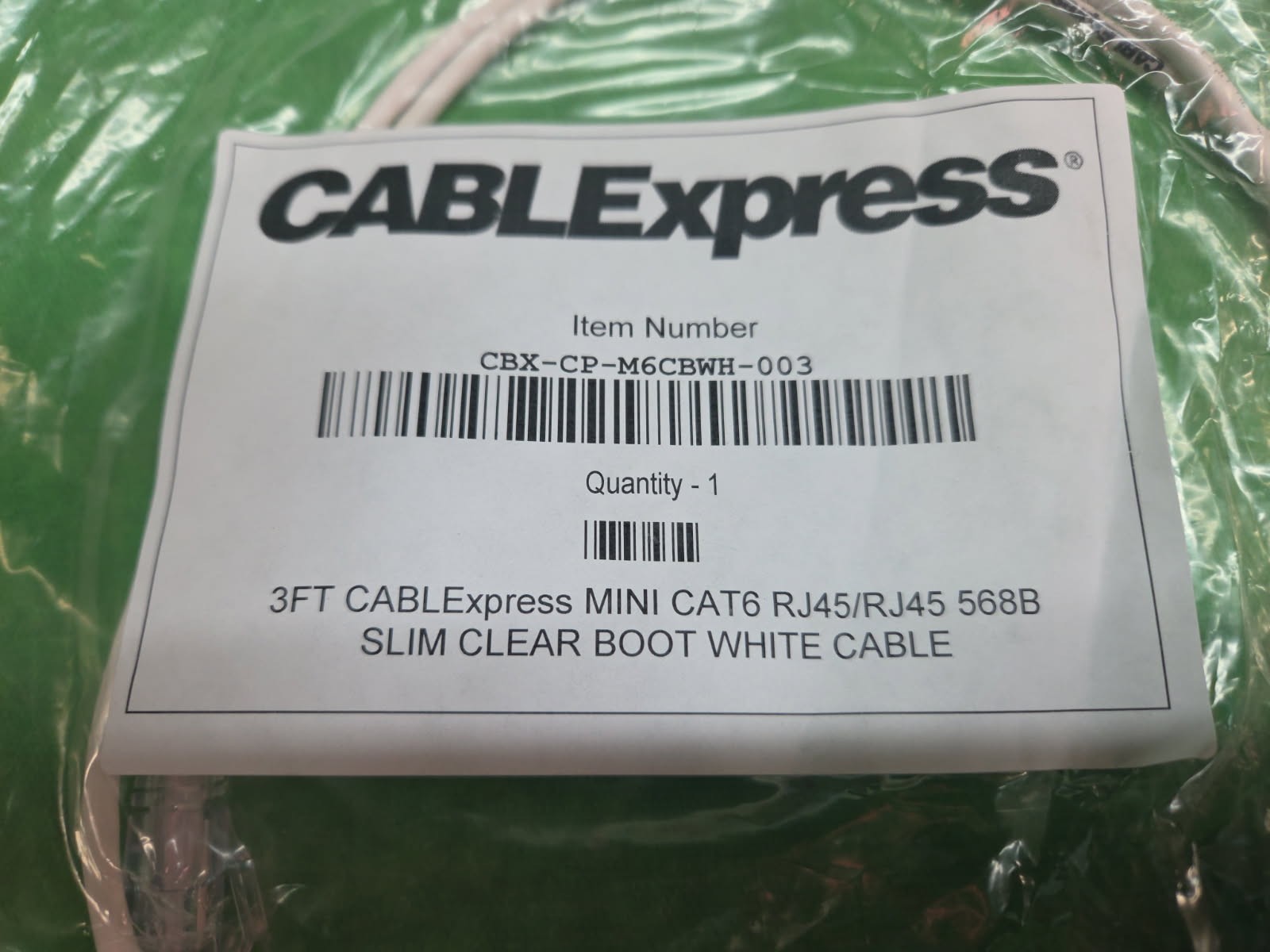 Ultra Slim CAT 6 UTP White Patch Cable 28AWG RJ45 Network 3 feet NEW LOT 12 PCS