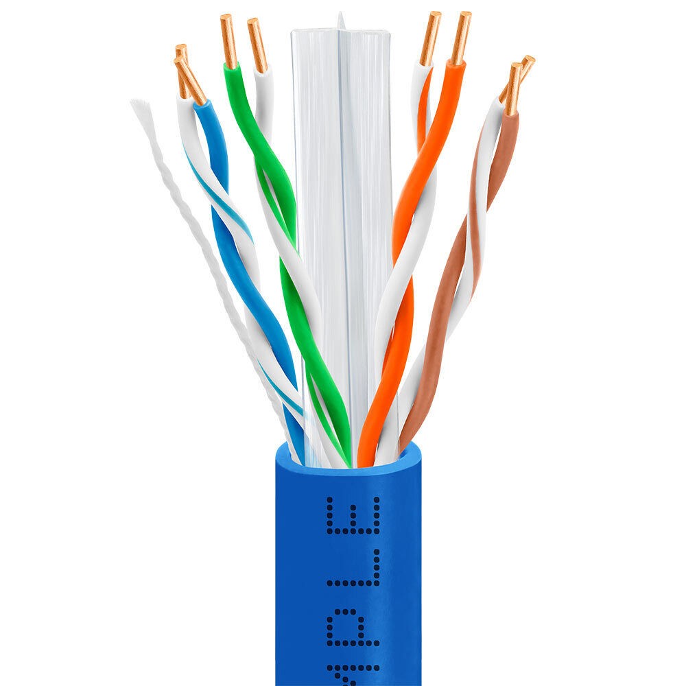 1000ft Cat6 Ethernet Cable Riser CMR Solid 23AWG UTP Easy Pull LAN Blue