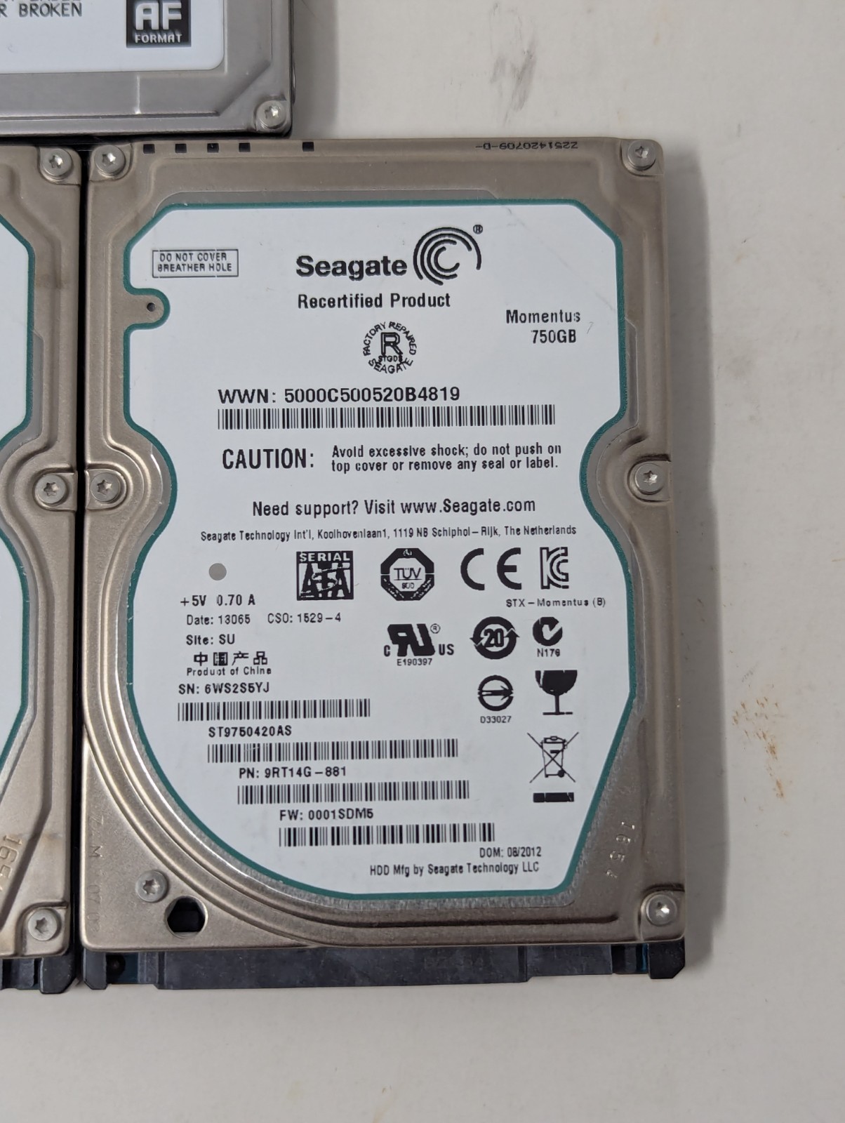 SATA Laptop 2.5 Hard Drive Lot Seagate 1TB 750GB 500GB ST9750420AS WD2500BEVS