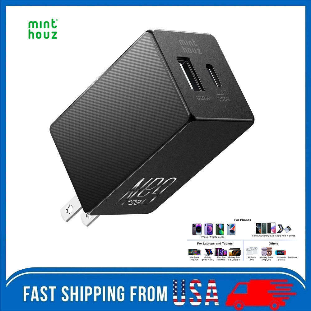 Minthouz 65W GaN Ⅱ USB-C Charger Foldable Wall Charger PD3.0 Type-C Fast Chargin