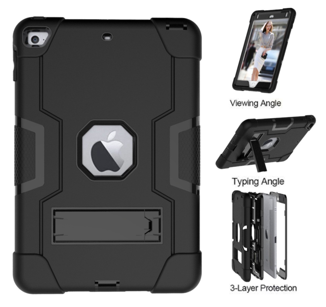 For Apple iPad Mini 1/2/3/4/5 Generation 7.9″ Heavy Duty Rugged Case Stand Cover