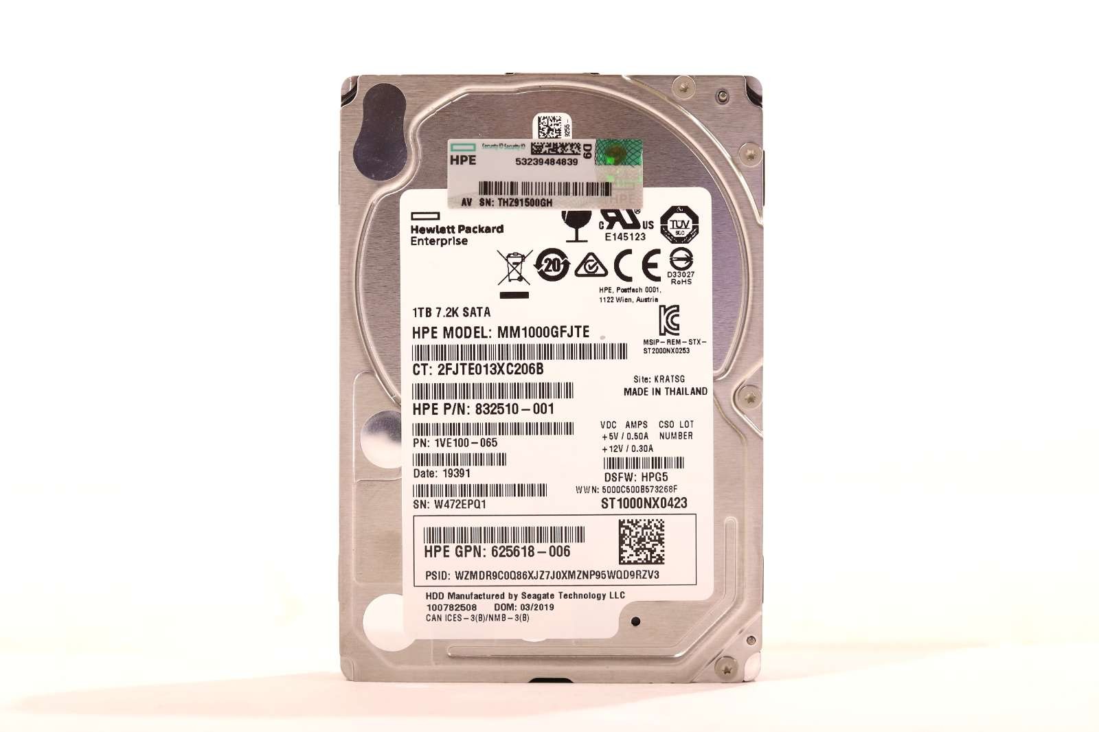 HPE MM1000GFJTE 1TB 2.5″ 6Gb/s 7.2K RPM SATA Hard Drive P/N: 832510-001 Tested
