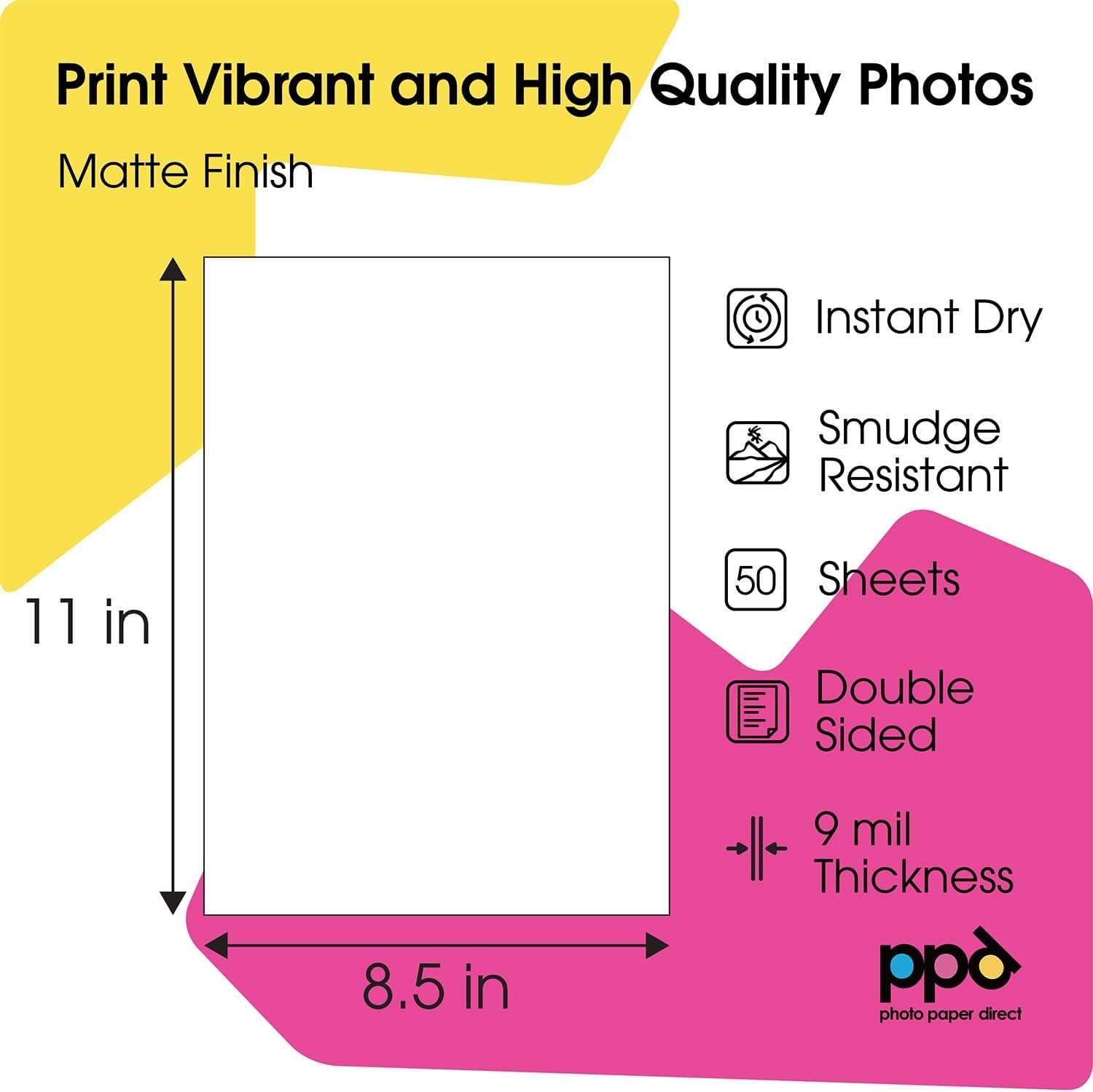 50 Sheets Inkjet Matte Double-Sided Photo Paper – 8.5×11 210gsm
