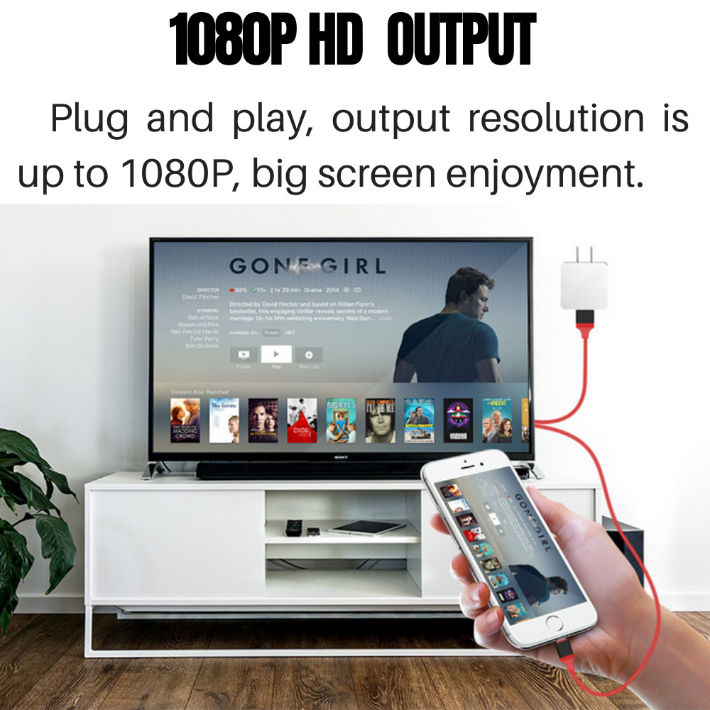 1080P HDMI Mirroring Cable Phone To TV HDTV AV Adapter For iPhone 11 X 8 iPad