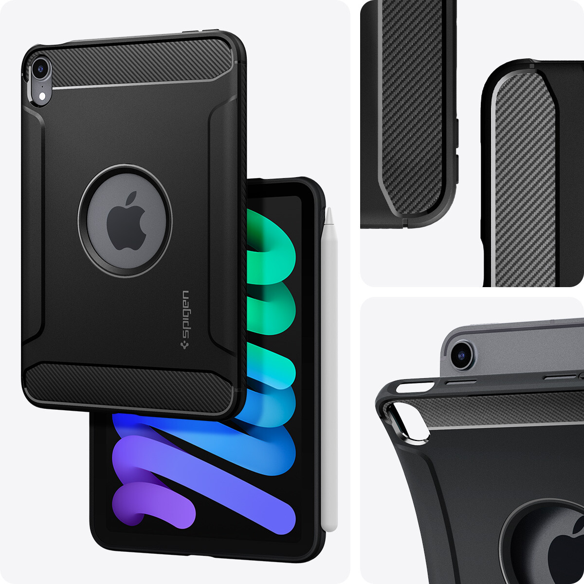 For Apple iPad Mini 6 Case | Spigen [ Rugged Armor ] Shockproof Slim Hard Cover