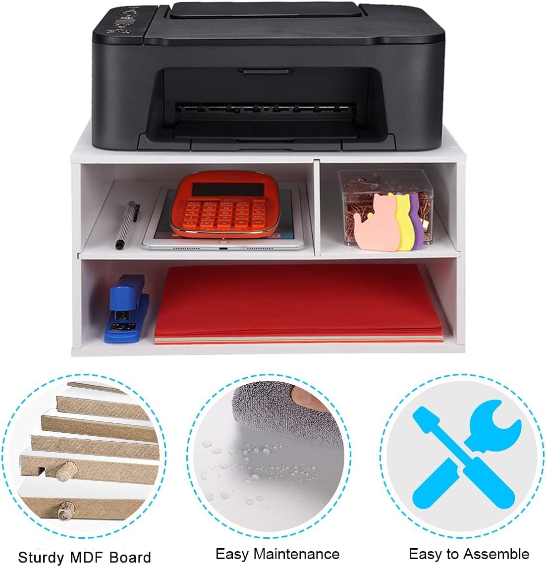 EMERIT Printer Stand Shelf with Storage Wood Desk Paper Organzier for Home/Of…
