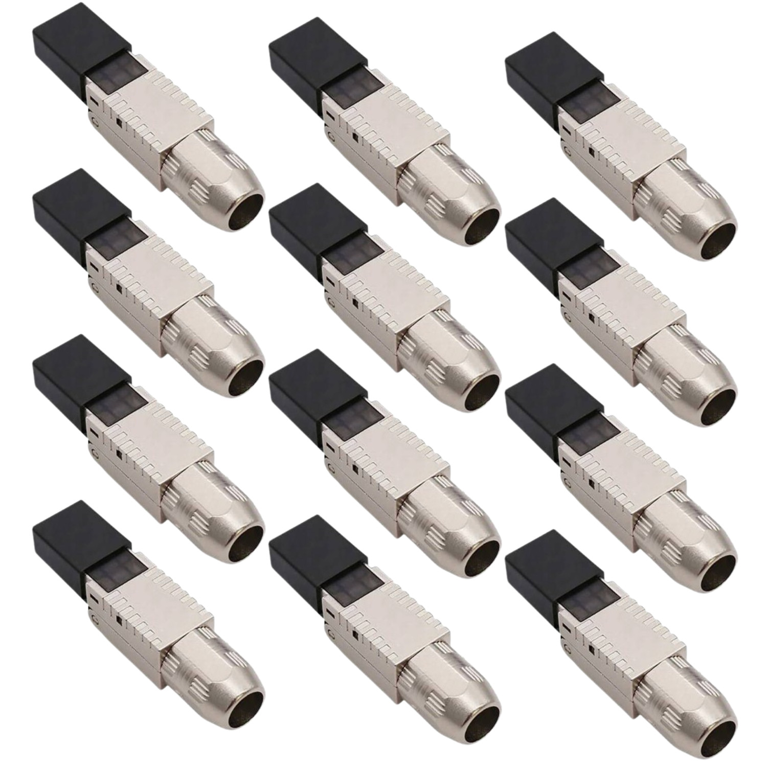 Cat8 Shielded Tool-Free RJ45 Field Termination Plug Connector – 12 Pack
