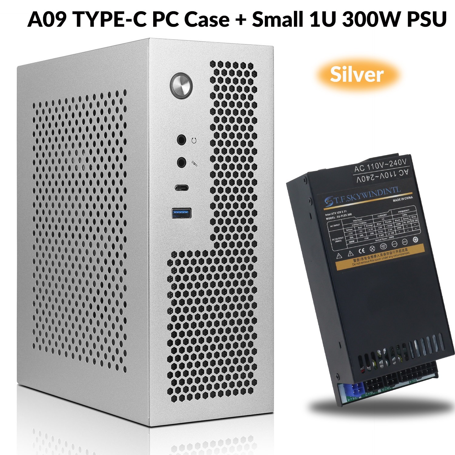 Mini ITX Computer Case with 300W 1U Small Power Supply Steel Mini Tower Cases