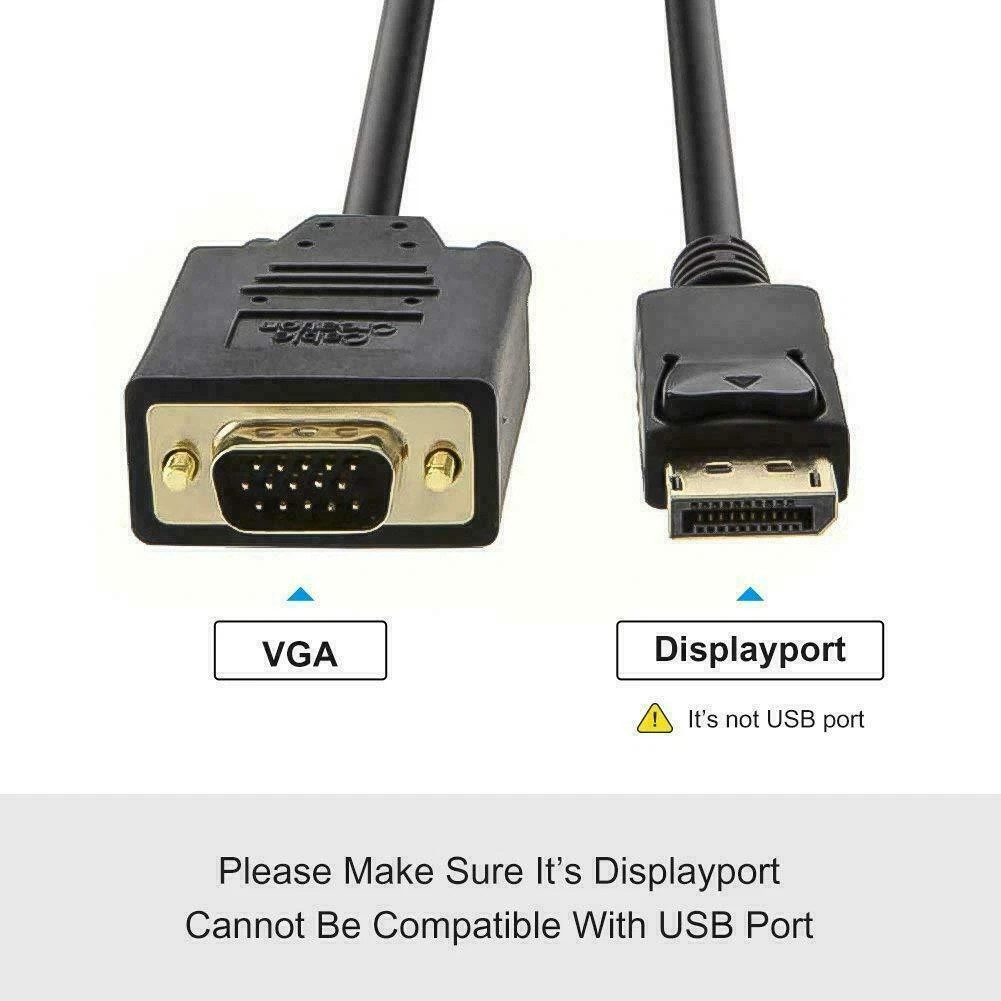 1/2 Pack DisplayPort to VGA Cable, Display Port DP to VGA Adapter Cord M to M HD