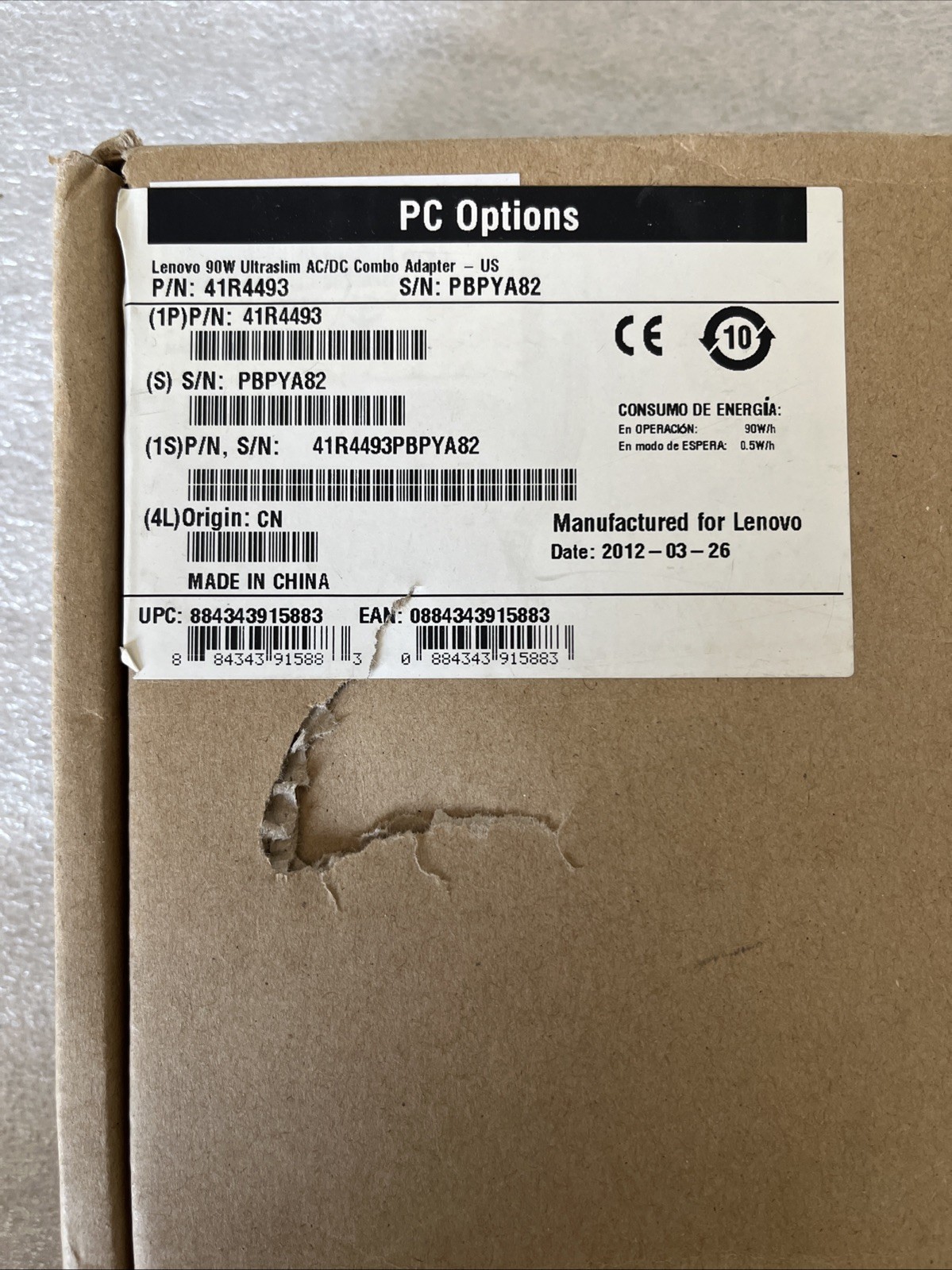NEW Genuine Lenovo 90w AC/DC ultraslim power adapter T430 C100 T510 W500 41R4493