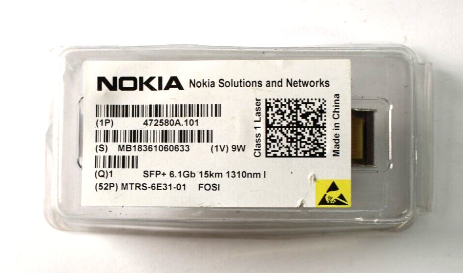 NOKIA 472580A.101 MTRS-6E31-01 6.1Gb 1310nm 15Km SFP+ Transceiver Module