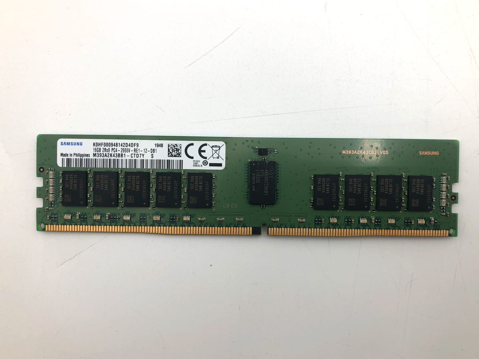Samsung 16GB DDR4-PC4-21300R (DDR4-2666) ECC RDIMM RAM M393A2K43BB1-CTD
