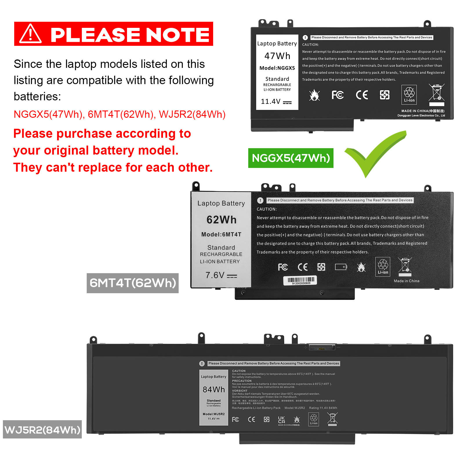 Replacement Battery For Dell Latitude E5270 E5470 E5570 Precision M3510 NGGX5