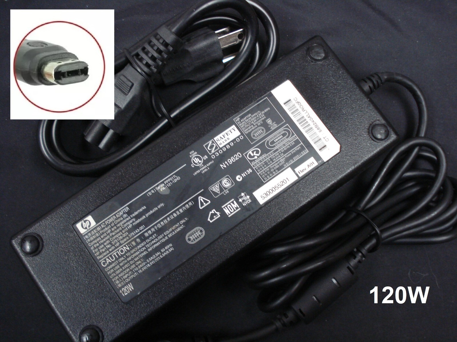 Genuine OEM HP Pavilion ZD8000 ZD8100 ZD8200 ZD8300 ZD8400 ZV6000 120W Charger