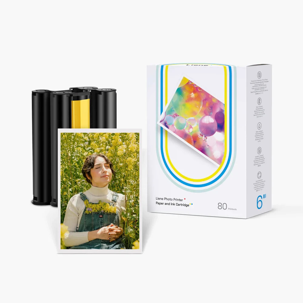 Liene Amber 4×6″ Photo Printer Paper 80 Sheets & 2 Ink Cartridges Refill