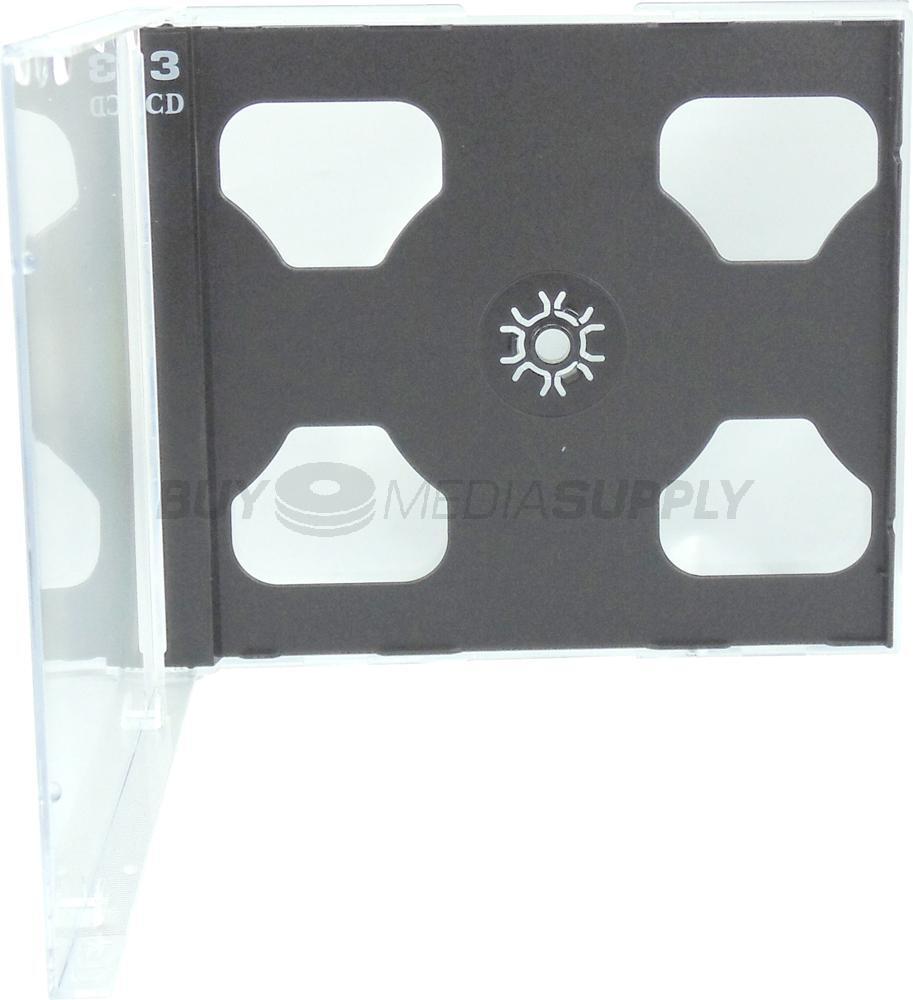 10.4mm Standard Black Triple 3 Discs CD Jewel Case Lot