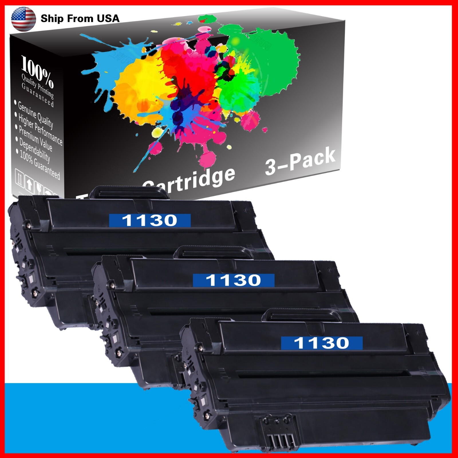 3-Pack Dell Toner Cartridge for 330-9523 for 1130 1135n 1130n 1133 1135 Printer