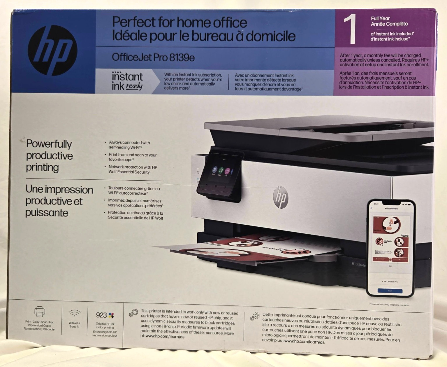 HP OfficeJet Pro 8139e Wireless All-in-One Printer – 1 Full Year Instant Ink NEW