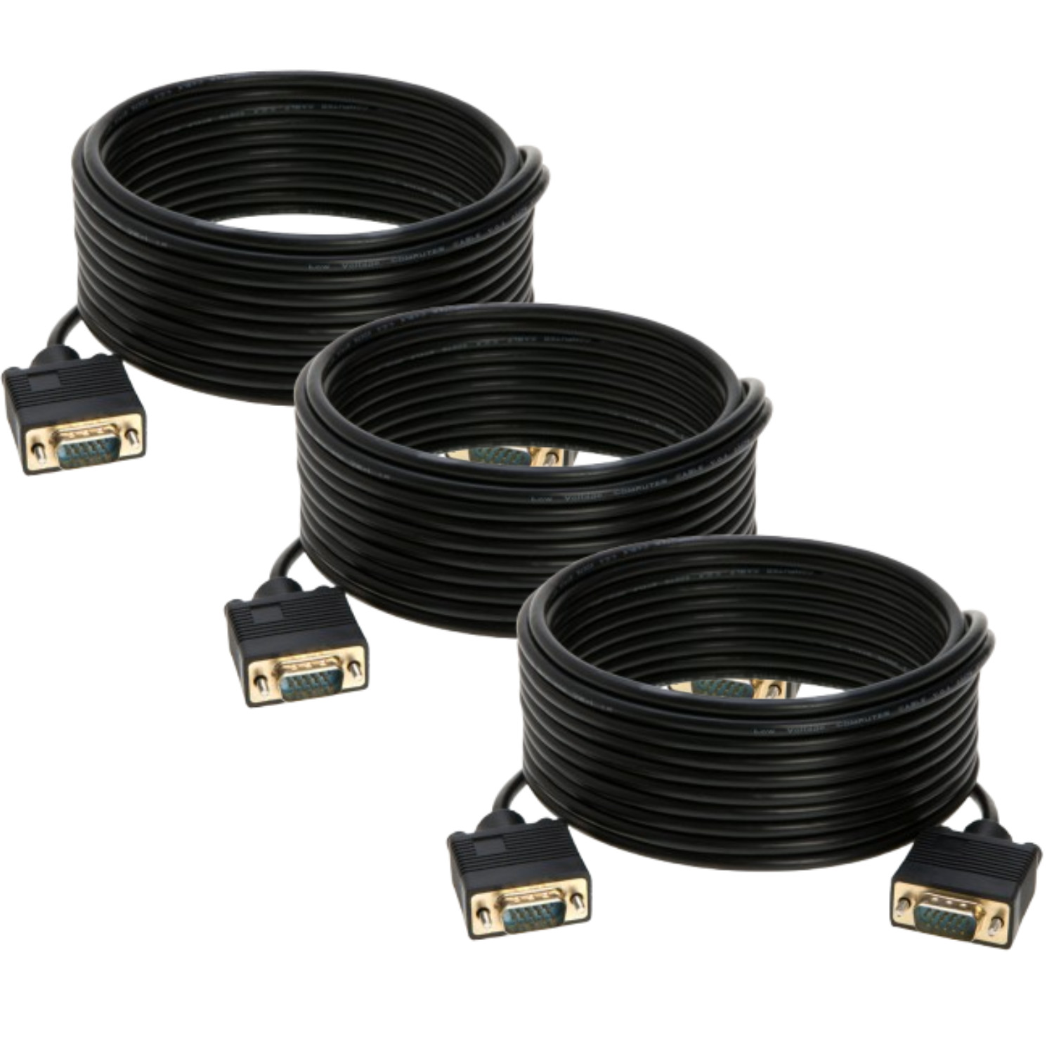 3 pcs 30ft SVGA VGA Cable Male to Male M/M Monitor Cord TV HDTV Full HD15 Laptop